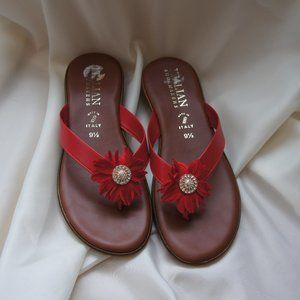 Red Flowered Sandals